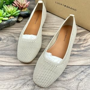 NIB Lucky Brand 7.5M Daneric Metallic Knit Square Toe Ballet Flats
